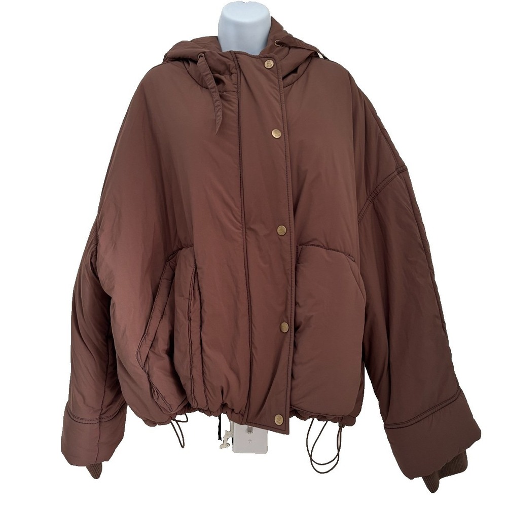 Free People Parka Large Brown Minimalist Gorpcore Streetwear Slouch Boxy Nylon